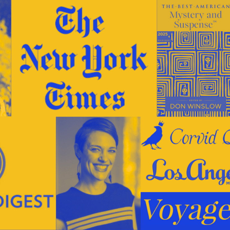 Header images of Joan Didion, The New York Times, Writer's Digest, and book covers